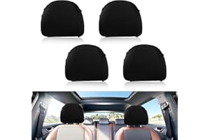 Heveer Auto Housse de Appui Tête Universelle Housse d'Appui-Tête de Voiture Lavable Housses de Protection pour Toutes Les Voitures SUV Truck Jeep 4 Pièces Noir