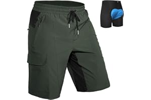 Hiauspor Męskie wyściełane spodenki rowerowe MTB luźne dopasowanie szybkoschnące spodenki rowerowe dla mężczyzn z 5 kieszeniami