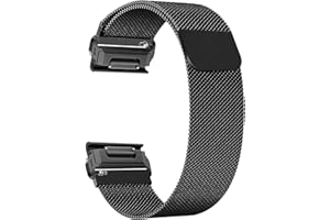 ZoRoll 26 mm Quickfit Metal Strap Compatible with Garmin Fenix 8 51mm/7X Pro/7X/6X/6X Pro, Stainless Steel Mesh Wristband, Replacement Band for Garmin Enduro 3 / Fenix 5X/5X Plus - Black