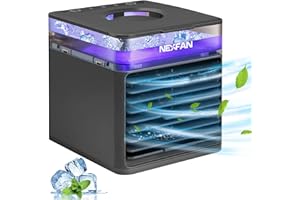 Portable Air Cooler, Micacorn Personal Space Air Conditioner, 4 in 1 Air Cooler Humidifier Air Purifier and Desk Evaporative Cooling Fan USB with 7 Colors LED 3 Speeds for Home Office(Black)