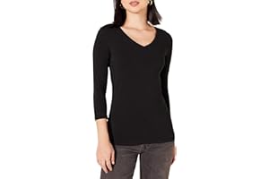 Amazon Essentials Damen Regular-Fit-T-Shirt 3/4-Ärmeln V-Ausschnitt (In Übergröße Erhältlich)