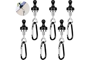 Fonyet Magnetkrok extra stark, 6 stycken magnet med karbinhakar, 360 graders vridbar magnetisk krok rund avtagbar magnetkrok