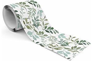 Muralo - Selbstklebende Bordüre - Tapetenbordüre Wandbördure - Dekorative Wandtatto für Wände, Möbel, Decken, Tapeten, Wandverkleidungen, Türen - Aquarell kleine Blätter - Br.10cm x Hö.300cm