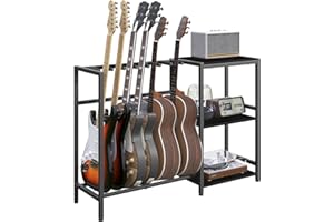 MAHANCRIS Supporto per chitarra, supporto per chitarra per strumenti a 5-6 corde, adatto per chitarra acustica, basso, supporto per chitarra con ripiani per giradischi, con cuscinetti in gomma