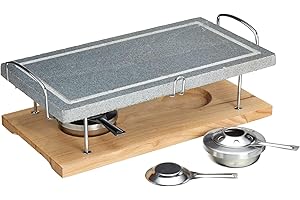 ARTESA Artesà Hot Stone Grill Da Tavolo in Pietra per Bistecche, Frutti Di Mare E Verdure - Gourmet Grill 41,5 X 22 X 15 cm, Marmo/Legno