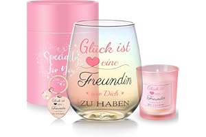 YALUCKY Geschenke für Freundin Beste Freundin Geschenke Weingläser Jahrestag Geschenk Freundin Geburtstag Dankeschön Geschenke für Frauen Freundschaftsgeschenke Weihnachten Geburtstagsgeschenk für Freundin