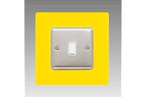DSD SUPPLIES LTD. single LIGHT SWITCH SURROUND | square | acrylic back panel or finger plate | plug, font colour:yellow