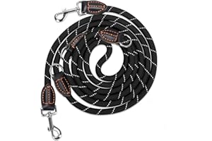 NAKUTITA Guinzaglio per Cani regolabile Guinzaglio Multifunzione Freestyle Guinzaglio per Cani Lunghezza 3 metri, Guinzaglio a Doppio Nylon Regolabile con 2 Ganci a Molla e 3 Anelli Guinzaglio, Nero