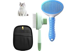 Jomdjmskes 3 Pcs Cepillo para Gatos, Cepillo Gatos Quitapelo, Guante Removedor Pelo Mascotas Doble Cara, Autolimpiable con Botón Liberación para Pelo Largo y Corto, Diseño Suave Piel