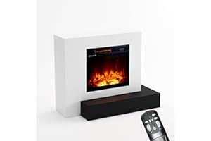 ‎KAMINLICHT KAMINLICHT Elektrokamin rechtsoffen mit Heizung und Kaminfeuer (Standkamin NEO 2) - elektrischer Kamin mit LED-Licht, Heizlüfter, Holz-Deko & Fernbedienung, max. 1500 W - 93x75x41 cm, Weiß