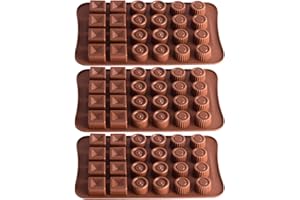 DRAGONX2 Stampo Cioccolato 3 Pz,Cioccolato Stampi Fai da Te Forme Diverse di Praline,Marrone Antiaderente Stampo in Silicone,Stampo per biscotti in silicone senza BPA,Stampi per Cioccolato Food Grade Silicone