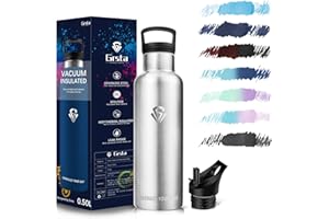 Grsta Trinkflasche, Trinkflasche Edelstahl 500ML, Trinkflasche kinder, Thermosflasche BPA-frei, Trinkflasche Sport, Vakuumisolierte, Wasserflasche für Gym, Schule, Büro