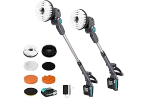 BLUEMARS Heavy Duty 20V Outdoor Home Electric Spin Scrubber, Cordless Spin Scrubber with Replaceable Brush Heads and 1x Li-on Batteries, Power Cleaning Brush for Outdoor, Bathroom Stone, Tile Floor