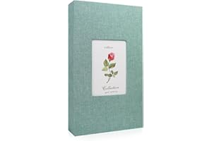 Andiker Album fotograficzny 6 x 4 z okienkiem 14 x 9 cm, na 300 zdjęć, 33 x 18 x 5 cm, lniany album fotograficzny na wesela, uroczystości rodzinne, święta, aby uchwycić życie (jasnozielony)