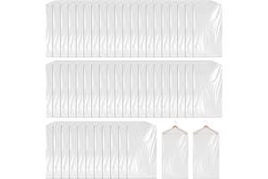 MOLBORY 60 sacchetti trasparenti per abbigliamento: 60 x 110 cm copertura antipolvere per vestiti per abiti, sacchetti per vestiti da appendere, sacchetti per lavaggio a secco per abiti, giacche, camicie