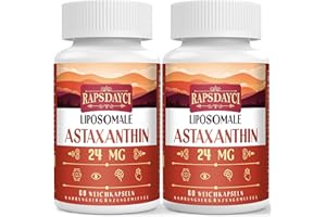 RAPSDAYCI Liposomal Astaxanthine Supplément 24mg par portion, Formule Antioxydante Puissante que la Vitamine C, Absorption Supérieure (120 Unités (Lot de 2))