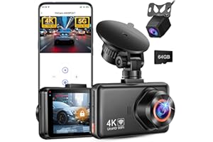 Dusefogo Dash Cam Auto 4K+2K Telecamera per Auto 5GHz WiFi e APP Controllo con Scheda SD 64G IPS 3" Dashcam Auto Grandangolo con Visione Notturna Facile da Installare per la Maggior parte dei Veicoli