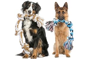 GaiusiKaisa Dog Rope Toy Zwei extra große Hundespielzeugseil für Aggressive Kauen, 74cm+58cm unzerstörbares 100% Nicht gefärbt Baumwollseil für große und mittlere Hunde, Kauspielzeug für Tug of War