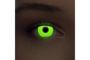 DESIGNLENSES, Świecące zielone soczewki kontaktowe Halloween The Purge, światło UV, 1 para (2 sztuki), miękkie kolorowe soczewki bez siły (Glowing Green)