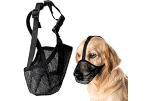 USYSGT Bozal para Perros con Malla Redondeada, Bozal Transpirable para Perros Pequeños Medianos Grandes, con Anillo Ajustable, para Prevenir Ladridos y Mordeduras (XL)