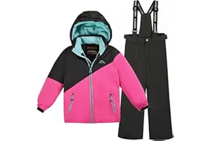 SMONTY Skianzug Kinder Schneeanzug Mädchen Wasserdicht Winddicht und Warm 2-tlg mit Kapuze 6-16 Jahre Outdoor Sport, Bergsteigen, Skifahren