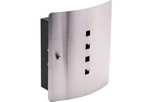 ‎BURG WÄCHTER Burg Wächter Schlüsselbox mit 10 Haken und magnetischem Verschluss, Schlüsselkasten Quad 6204/10 Ni, Edelstahl/Stahlblech, Silber/Schwarz, Grau, 1 - Pack