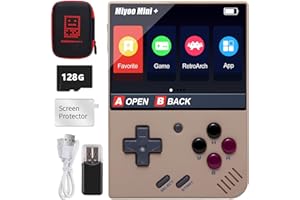 ASTARAMA Miyoo Mini Plus Handheld Spielekonsole, 3,5-Zoll Open Source Retro Spielkonsole mit 128G TF Karte, Eingebaute 15000+ Klassische Spiele, Unterstützung WiFi ，Mit Aufbewahrungstasche