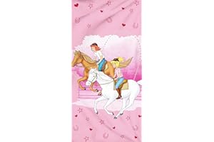 ‎BERONAGE BERONAGE Bibi und Tina Kinder Badetuch 75 cm x 150 cm Freunde 100% Baumwolle Velours-Qualität Bibi Blocksberg Tina Martin Pferde Strandtuch Handtuch Strandlaken Sabrina Amadeus passend zur Bettwäsche