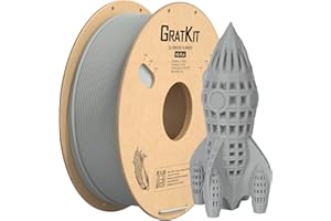 GratKit High Speed PLA Filament 1.75mm, Filament PLA pour Impression 3D Haute Vitesse, Précision Dimensionnelle +/- 0.03mm, Bobine de 1kg, Imprimante 3D Filament, Gris