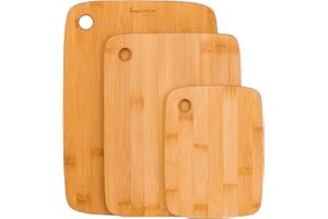 Innoteck Essentials 3pc Bamboo Cutting Board Set – Natural Chopping Serving Lightweight Kitchen Home – Different Sizes