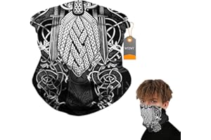 WTZWY 3D Viking Odin Bedruckte Unisex Sonnen-UV-Schutz Gesichtsmaske Halsmanschette Winddichter Schal Sonnenschutz Atmungsaktive Bandana Sturmhaube für Sport & Outdoor