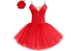 IDOPIP Women Adult Swan Lake Costumes Sequin Rhinestone Camisole Professional Swan Ballet Tutu Skirt Tulle Performance Leotard Skirt with Hair Clip Ballerina Costume