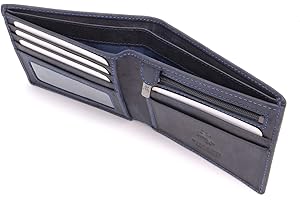 Visconti - Mały Skórzany Portfel Męski Bifold - 6 Kieszeń na Karty Kredytowe - z Ochroną RFID - W Pudełku Upominkowym - 707 Shield - Olejowy Niebieski
