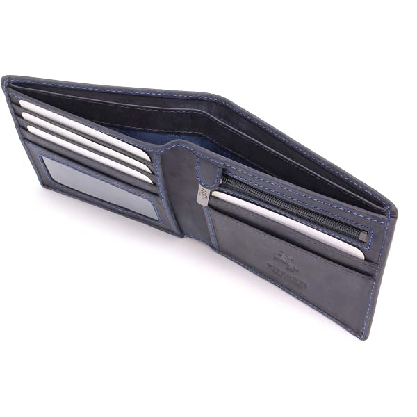 Portafoglio Uomo In Vera Pelle Wedmay Con Blocco RFID - Sottile, Con Portamonete E 11 Slot Per Carte - Nero - 3