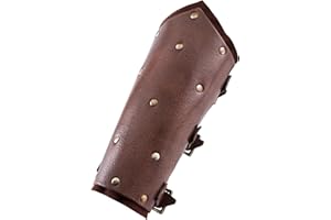 ‎ULFBERTH Ulfberth - Armschützer Paar aus Leder, mit Wildlederunterlage, Nieten und Schnallen - Wikinger Armschienen – Mittelalter, LARP