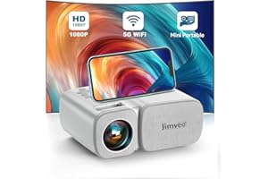 Beamer,Jimveo WiFi Mini Beamer 9500 Lumen 1080p Full HD Beamer 250''Display Mini Projektor LCD Heimkino/Outdoor/Kompatibel mit TV Stick/X-Box/DVD/Laptop/Smartphone Kleiner Beamer