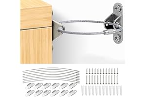 TIAMORPH 6 Packs Metal Anti Tip Furniture Straps Stainless Steel Baby & Pet Proofing Anti Tip Furniture Wall Fixing Furniture Straps Kits for Bookshelf Cabinet Dresser