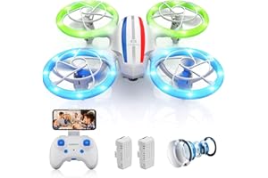 ‎DEERC DEERC Mini Drohne mit Kamera für Kinder, RC FPV Quadrocopter mit Wifi Übertragung,2 Akkus Lange Flugzeit,Bunte LED Lichter,APP Gestensteuerung,Tap Fly,3D Flip Kinderdrohnen für Anfänger Mädchen D23,C0