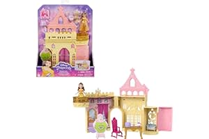 Mattel Disney Princess - Set Componibili Il Castello di Belle, playset trasportabile con bambola Belle, 4 amici e tanti accessori, giocattolo per bambini, 3+ anni, HPL52