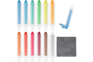 NyxSeat 12 Tizas Solubles en Agua con 1 Toalla, Giratorias y Ajustables, Lápices de Colores Para Colorear Para Niños