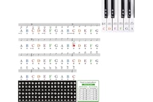 PENNLE Piano Key Stickers Removable Piano Keyboard Stickers for 88/76/61/54/49/37 Key Full Set for White And Black Keys, Piano Keyboard Note Labels Sticker for Beginners Kids Learning
