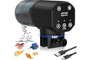 Aoyar Alimentador Automatico Peces para Acuario: Dispensador de Comida para Peces Recargable por USB, 200ML Gran Capacidad A Prueba de Humedad Comedero Automatico Peces para Peceras Acuario