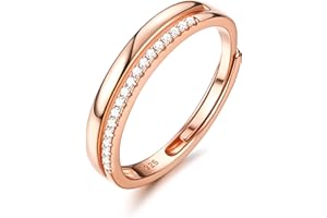 Adramata Ring Silber 925 Damen Verstellbar Verlobungsring Eheringe Engagement Ringe Frauen Stapeln Daumenring Einfache Band Ring Gold Rosegold Silber Ring für Damen Schmuck Geschenke für Frauen