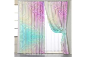 BlessLiving Printed Window Curtains Rainbow Marble Curtain Drapes Kids Teens Girls Living Room Bedroom Window Treatment Panels, 1 Panel, 42" W x 63" L, Grommet
