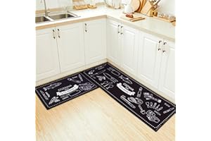 GoGou Kitchen Rug,Kitchen Mat,Kitchen Runner,non Slip Kitchen Mat Floor Washable for Hallway Kitchen 2 Pieces 40 x 120 cm,40 x 60 cm
