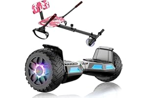 UNI-SUN SISIGAD Hoverboard go Kart Seat,8.5" Off Road Hoverboards with LED Lights, All Terrain Hoverboards, Self Balancing Scooter with Bluetooth Speaker,Music Hoverboard and Kart Bundle,Gun