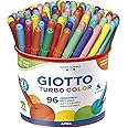 GIOTTO Turbo Color - Barattolo Da 96 Pennarelli A Punta Fine, 2.8 mm, Colori Intensi