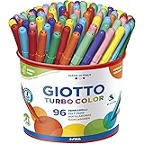 GIOTTO Turbo Color - Barattolo Da 96 Pennarelli A Punta Fine, 2.8 mm, Colori Intensi