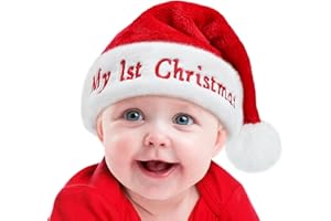 Ambandier Baby Santa Hat for Toddler, Unisex Baby Soft Plush Classic Fur Xmas Holiday Chirtmas Hat, Thicken Comfortable Velvet Santa Claus for Christmas New Year Festive Theme Party