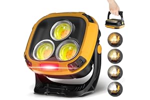 WARSUN Linterna Taller LED Recargable, 2000LM 10000mAh Lámparas de Inspección COB Luz de Trabajo 22 Modos 4 Color con Base Iman & Gancho para Emergencia, Auto, Cámping, Mecanico